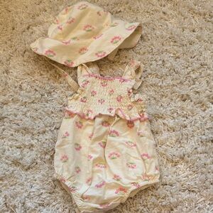 Floral Baby Romper and Hat Set